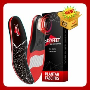 EASYFEET Plantar Fasciitis Orthotic Insoles High Arch Support Size S Black shoe